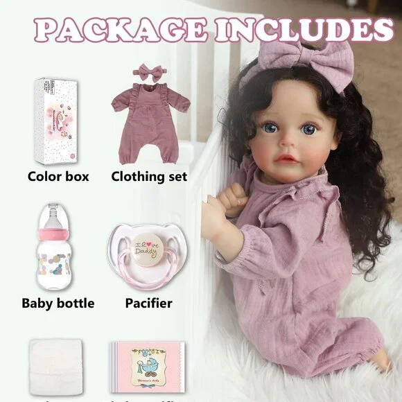 18 Inch Reborn Baby Doll Girl Realistic Silicone Soft Body Toy Gift for Kids - Picture 6 of 8